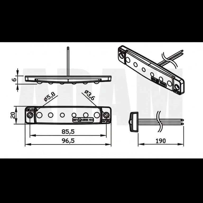 12V 24V 6 Led Beyaz Parmak Lamba Su Geçirmez İnce Dizayn Side Marker E-Mark Belgeli