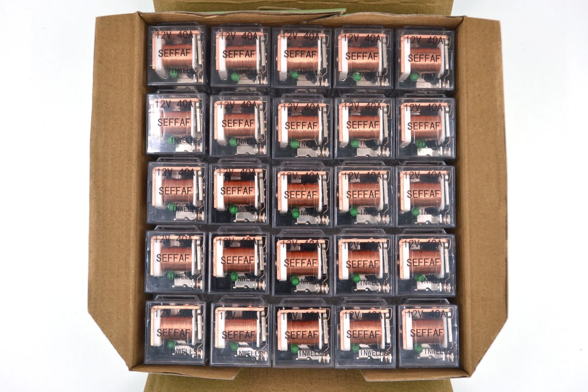 25 Adet Mini Röle 5 Fişli Şeffaf 12V 40A 87A Yeşil Ledli