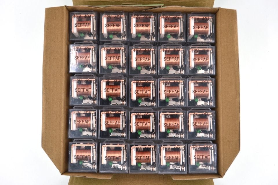 25 Adet Mini Röle 5 Fişli Şeffaf 12V 40A 87A Yeşil Ledli