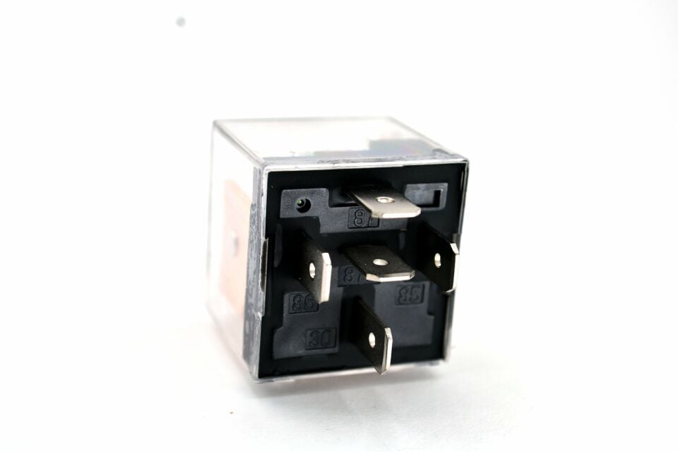 25 Adet Mini Röle 5 Fişli Şeffaf 12V 40A 87A Yeşil Ledli