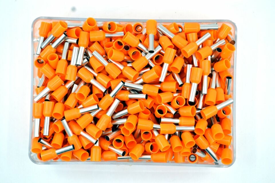 500 Adet 4,00mm² Kablo Yüksüğü Bakır Turuncu Yüksük MT-KY4