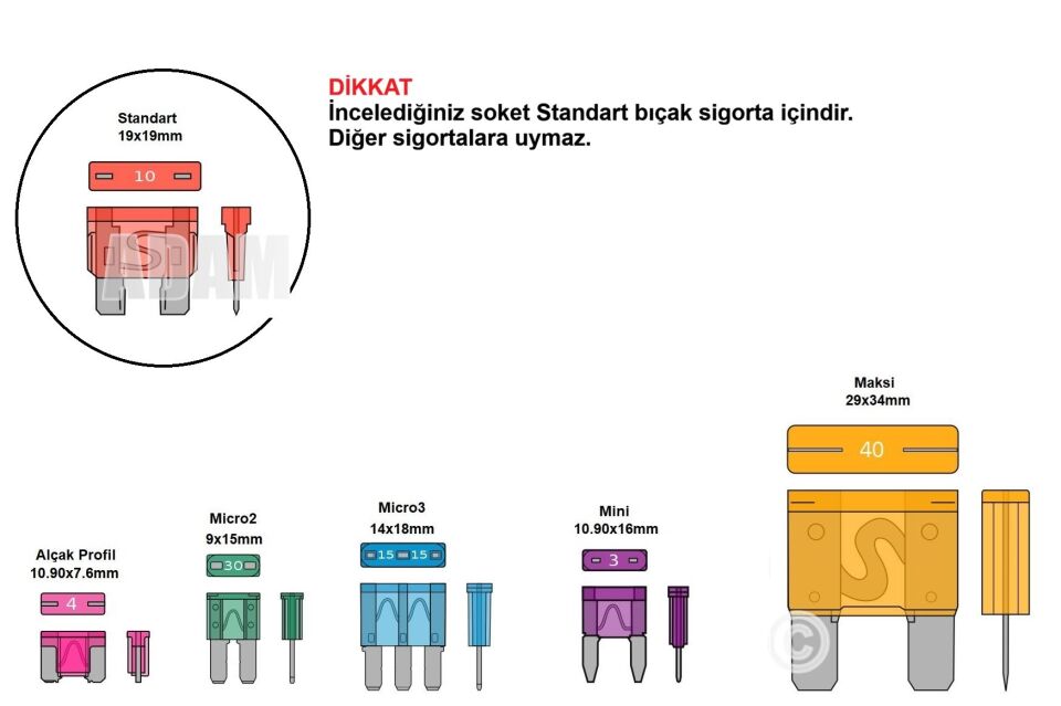 Standart Sigorta Çoklayıcı Devre Alma Fuse Tap