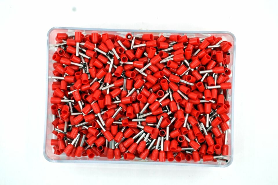 1000 Adet 1,00mm² Kablo Yüksüğü Bakır Kırmızı Yüksük TYIF-1,0