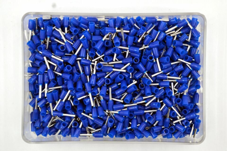 1000 Adet 0,75mm² Kablo Yüksüğü Bakır Mavi Yüksük TYIF-0,75