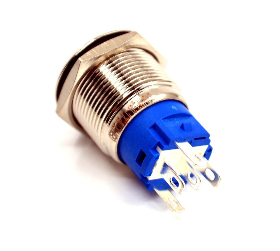 19mm Kalıcı Metal Anahtar Yeşil Işıklı 1NO/1NC 12V 24V 1-0 MT-ANK24