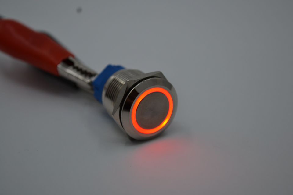 19mm Kalıcı Metal Anahtar Kırmızı Işıklı 1NO/1NC 12V 24V 1-0 MT-ANK22