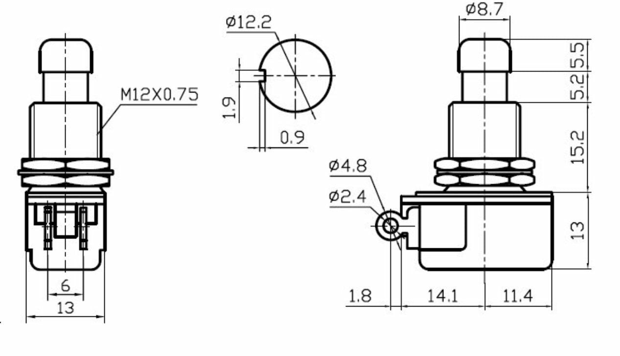 Ayak Pedal Basma 0-1 Metal Buton 2 Pin Yaylı