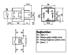 Yüksek Amperli Dirençli Mini Güç Rölesi 4 Fişli 12V 80A