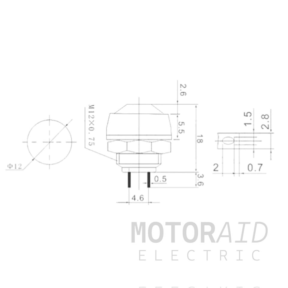 12mm Siyah Plastik Push Buton Yaylı MT-ANY32
