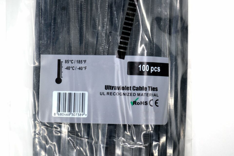 430x4,8 Ultraviyole Dayanıklı Kablo Bağı Siyah 100 Adetli Poşet MT-UV430