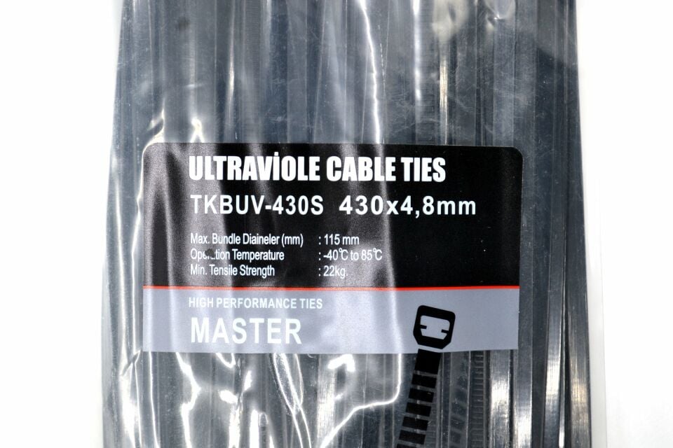 43cm Siyah Kablo Bağı 430x4,8 Ultraviyole Dayanıklı 100 Adetli Poşet
