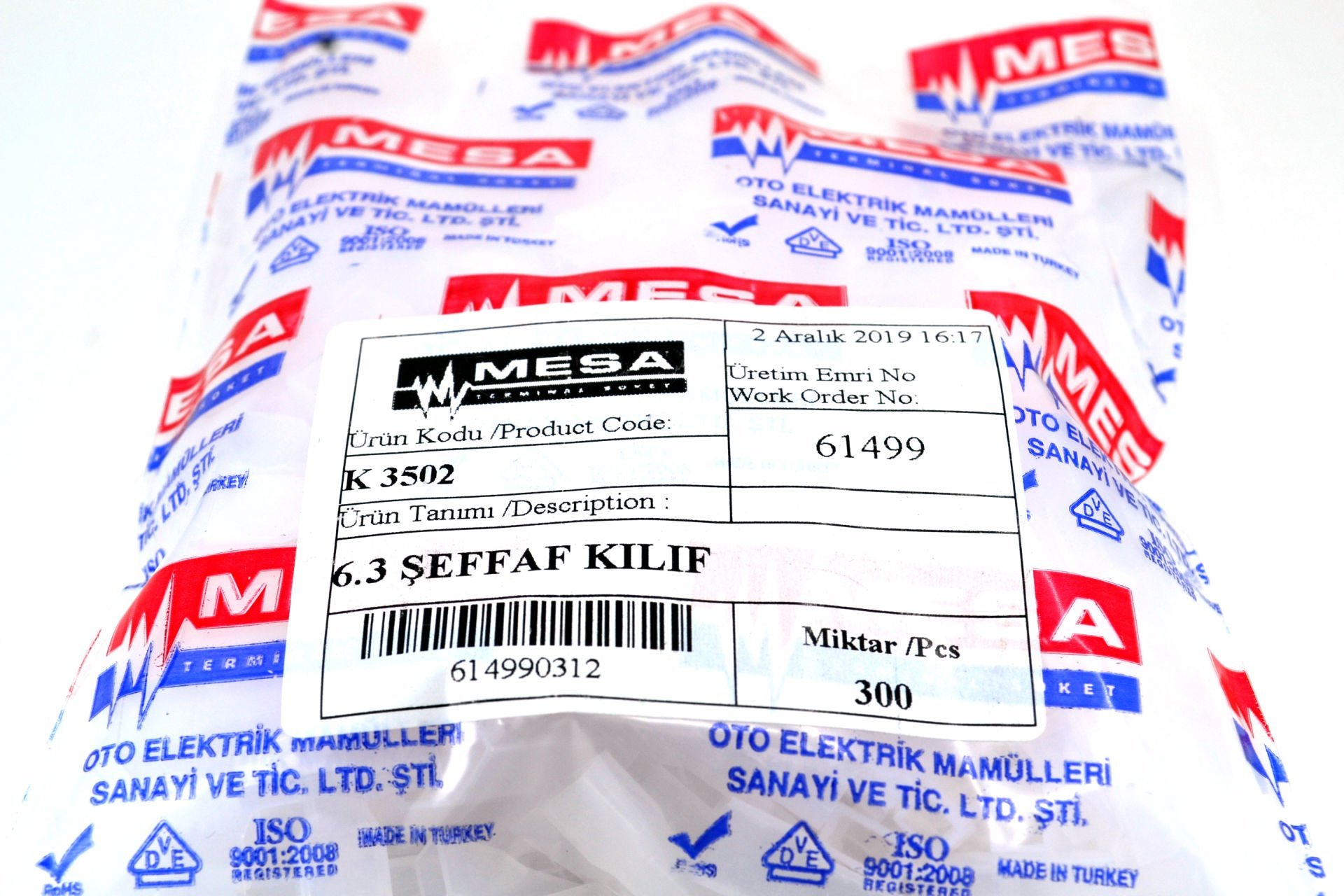 300 Adet Fiş Kılıfı Şeffaf 6,3 Dişi Terminal İçin Kablo Ucu Muhafaza