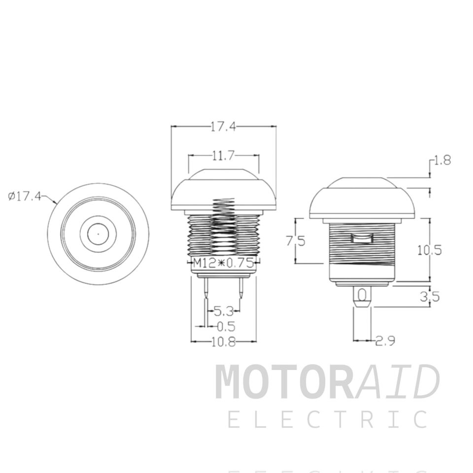 12mm Siyah Plastik Küçük Push Buton Yaylı MT-ANY32