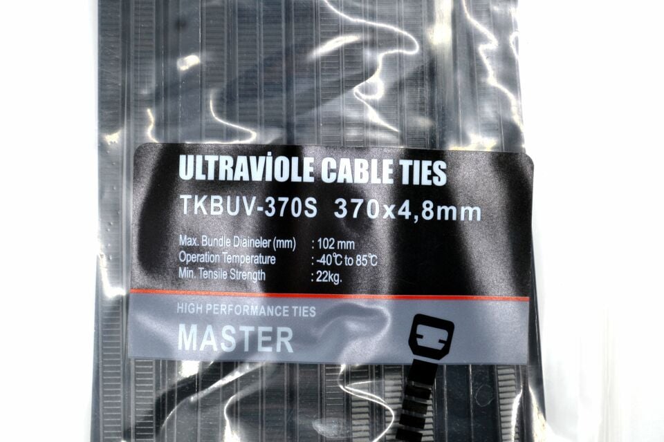 37cm Siyah Kablo Bağı 370x4,8 Ultraviyole Dayanıklı 100 Adetli Poşet
