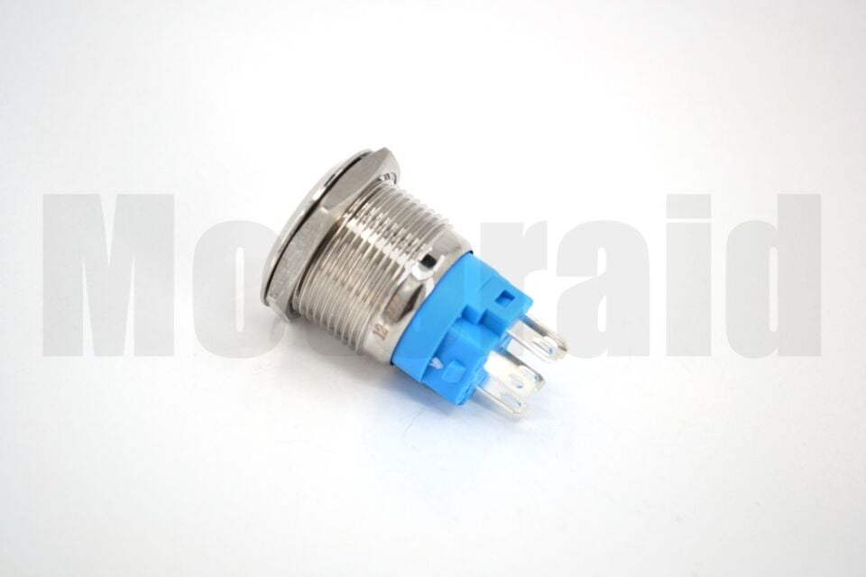 19mm POWER Logolu Kalıcı Metal Anahtar Kırmızı Işıklı 1NO/1NC 12V 24V 1-0