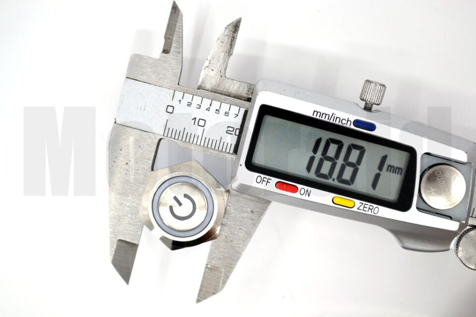 19mm POWER Logolu Kalıcı Metal Anahtar Kırmızı Işıklı 1NO/1NC 12V 24V 1-0