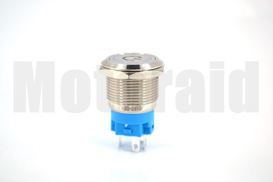19mm POWER Logolu Kalıcı Metal Anahtar Kırmızı Işıklı 1NO/1NC 12V 24V 1-0