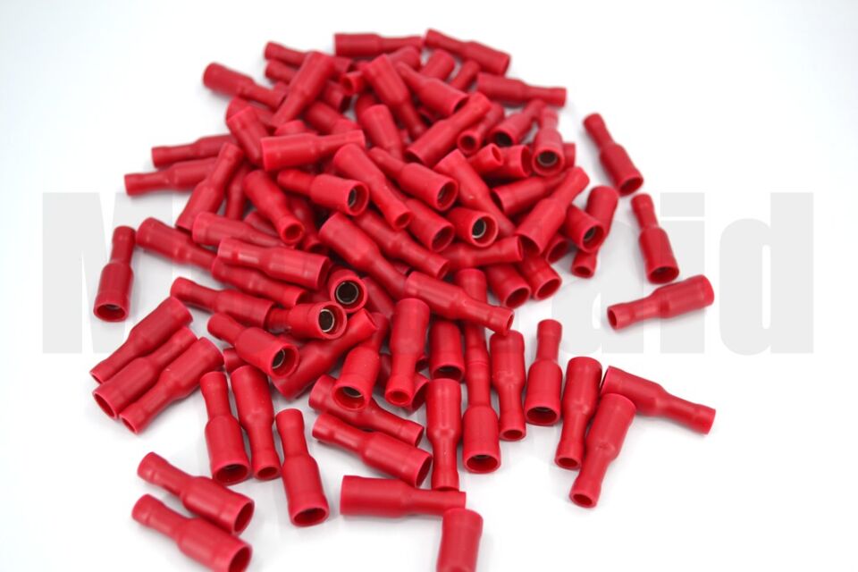 100 Adet Yuvarlak Dişi Kırmızı 0.50-1.50mm Kablo Ucu Fiş TPBD-1040 (1,5 mm²)