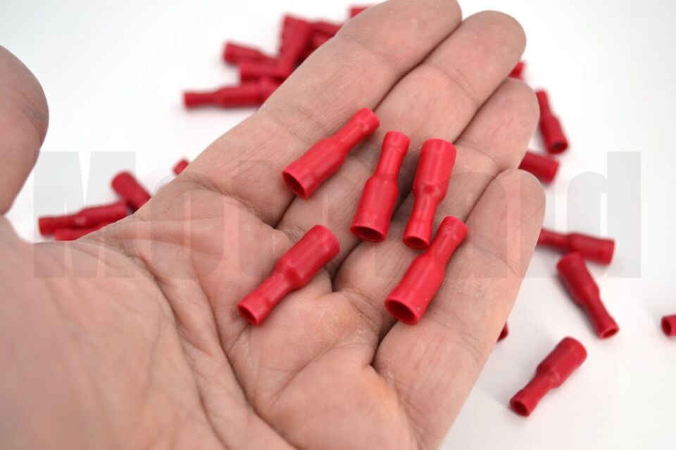 100 Adet Yuvarlak Dişi Kırmızı 0,50-1,50mm Kablo Ucu Fiş TPBD-1040