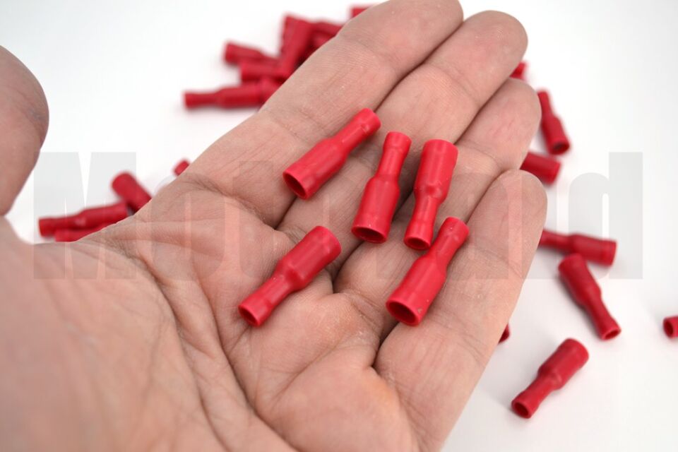 100 Adet Yuvarlak Dişi Kırmızı 0.50-1.50mm Kablo Ucu Fiş TPBD-1040 (1,5 mm²)