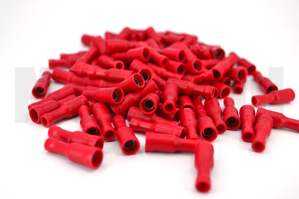 100 Adet Yuvarlak Dişi Kırmızı 0.50-1.50mm Kablo Ucu Fiş TPBD-1040 (1,5 mm²)