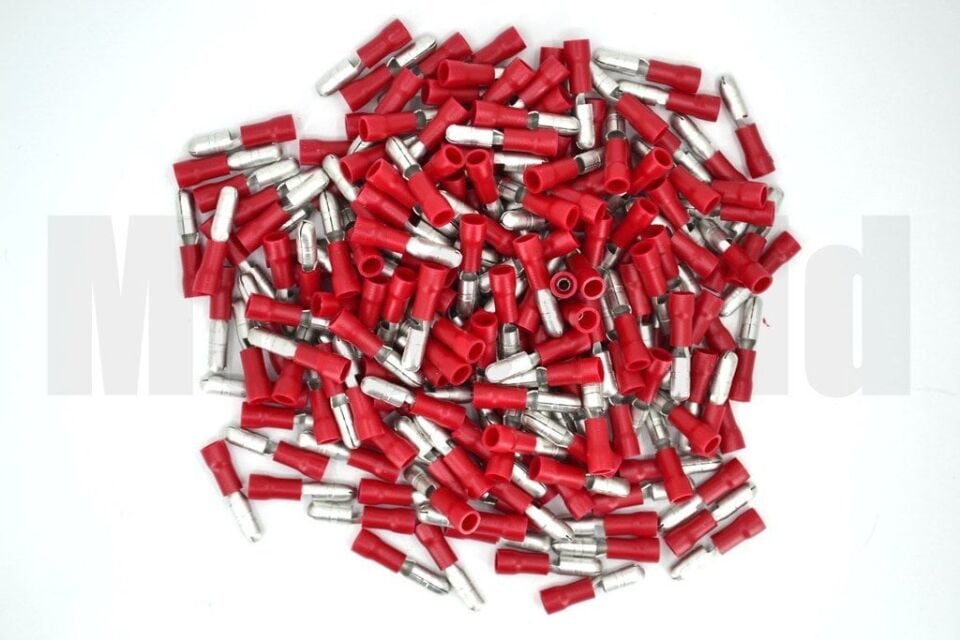 100 Adet Yuvarlak Erkek Kırmızı 0,50-1,50mm Kablo Ucu Fiş TPBE-1040