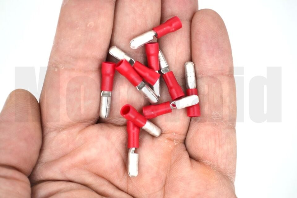 200 Adet Yuvarlak Erkek Kırmızı 0,50-1,50mm Kablo Ucu Fiş