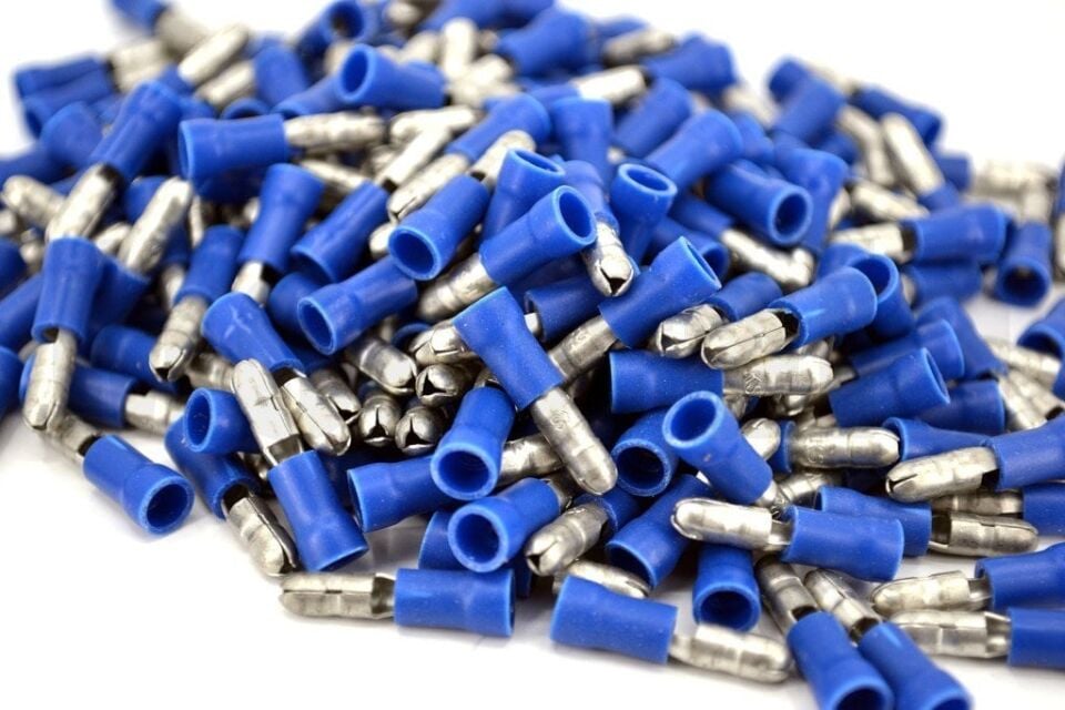 100 Adet Yuvarlak Erkek Mavi 1,50-2,50mm Kablo Ucu Fiş TPBE-2040