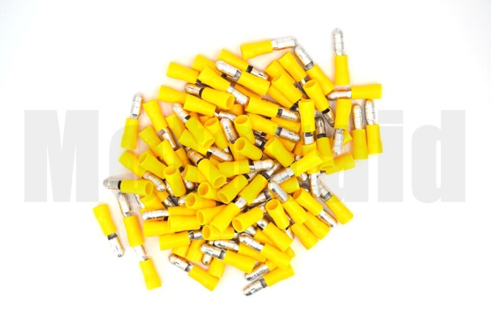 100 Adet Yuvarlak Erkek Sarı 4,00-6,00mm Kablo Ucu Fiş TPBE-5050