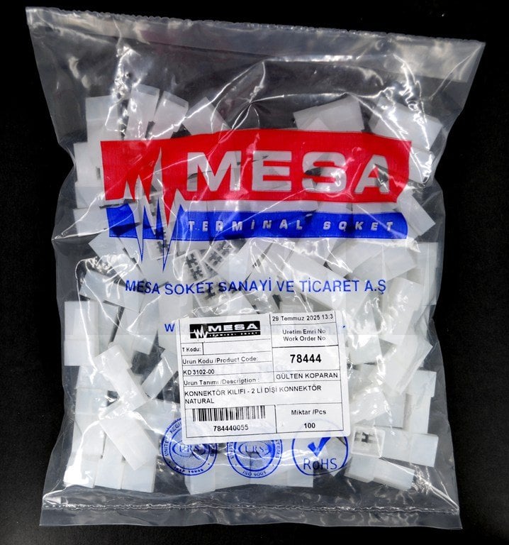 100 Adet 2 Terminal Dişi Konnektör Kılıf (6,3 Erkek Fiş İçin)