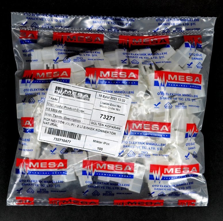 100 Adet 2 Terminal Erkek Konnektör Kılıf (6,3 Dişi Fiş İçin)