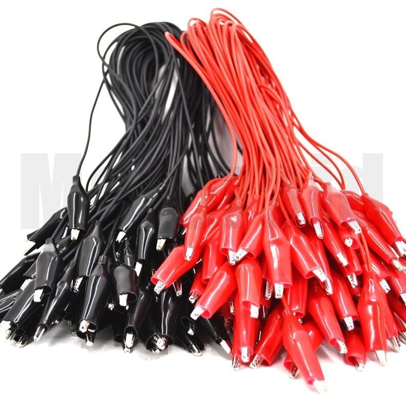 100 Çift Büyük Boy Krokodil 40cm Kablolu Kırmızı Siyah