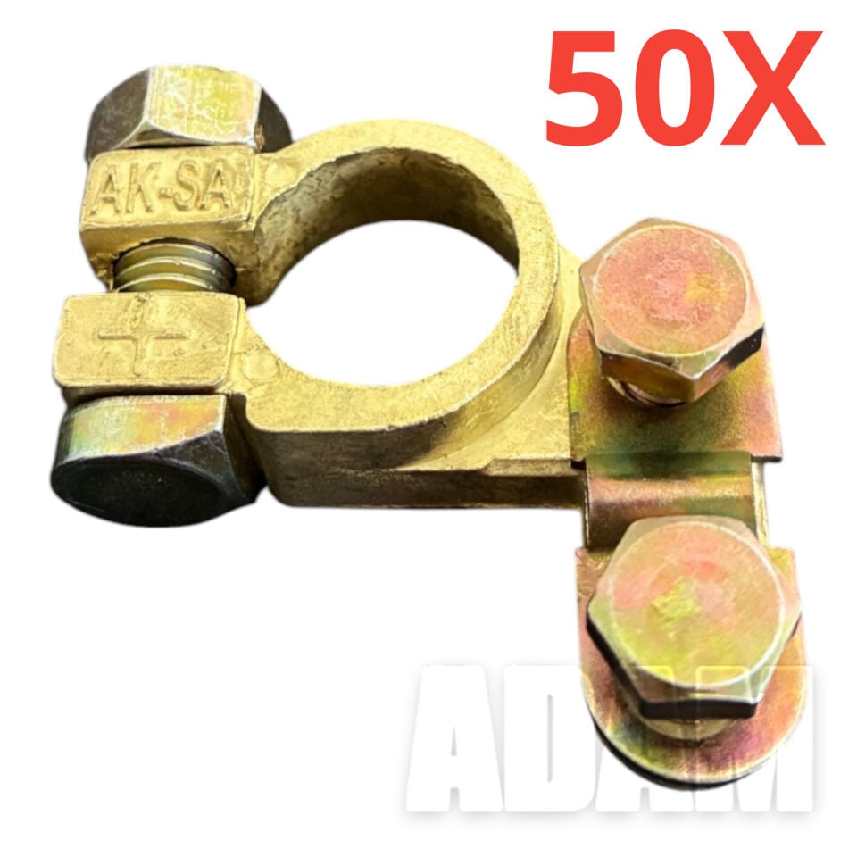 50 Adet Akü Kutup Başı Terminali (+) Artı Zamak Alaşım