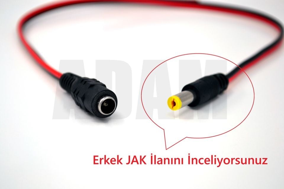 2,1mm DC Jak Erkek Fiş CCTV Power 20cm Kablolu