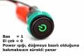 Yaylı 19mm 12V 20A Power Logolu Yeşil Işıklı Buton Elektrik Anahtarı MT-ANY11
