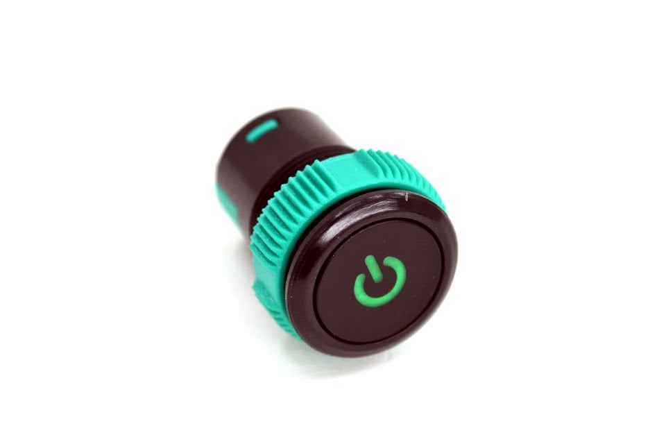 Yaylı 19mm 12V 20A Power Logolu Yeşil Işıklı Buton Elektrik Anahtarı MT-ANY11