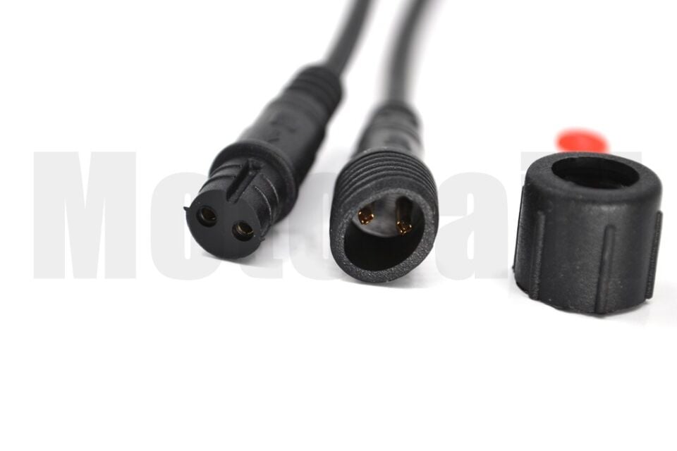 2 Kablolu Siyah Elektrik Bağlantı Konnektör IP67 Su Geçirmez