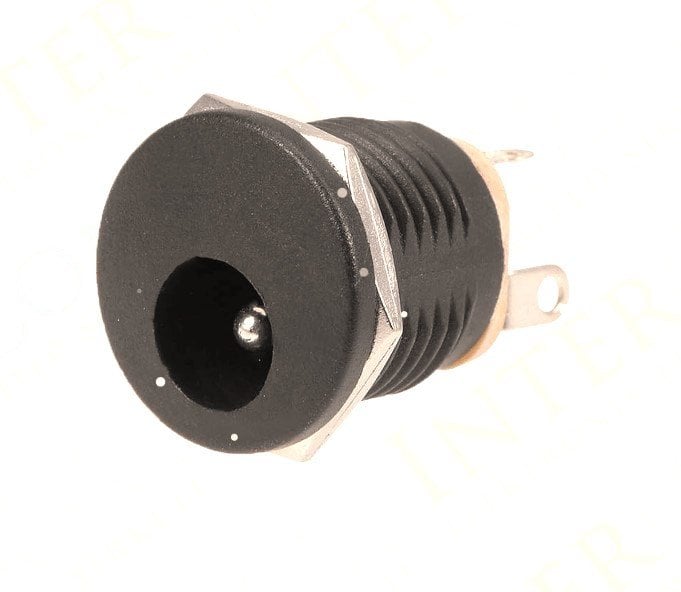 DC Jak 2,1mm Dişi Şase Arkadan Somunlu Plastik Gövde MT-15