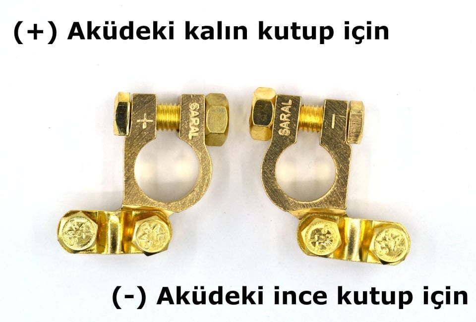 1 Takım Kalın Akü Kutup Başı Terminali Kesme Prinç Artı Eksi SARAL