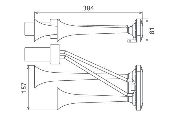 24V Kompresörlü Çift Krom Borulu Havalı Marine Tekne Korna Fala Fala SEGER 85KH24