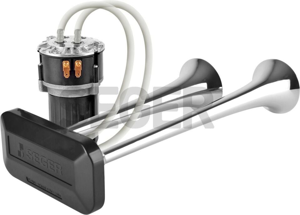 24V Kompresörlü Çift Krom Borulu Havalı Marine Tekne Korna Fala Fala SEGER 85KH24