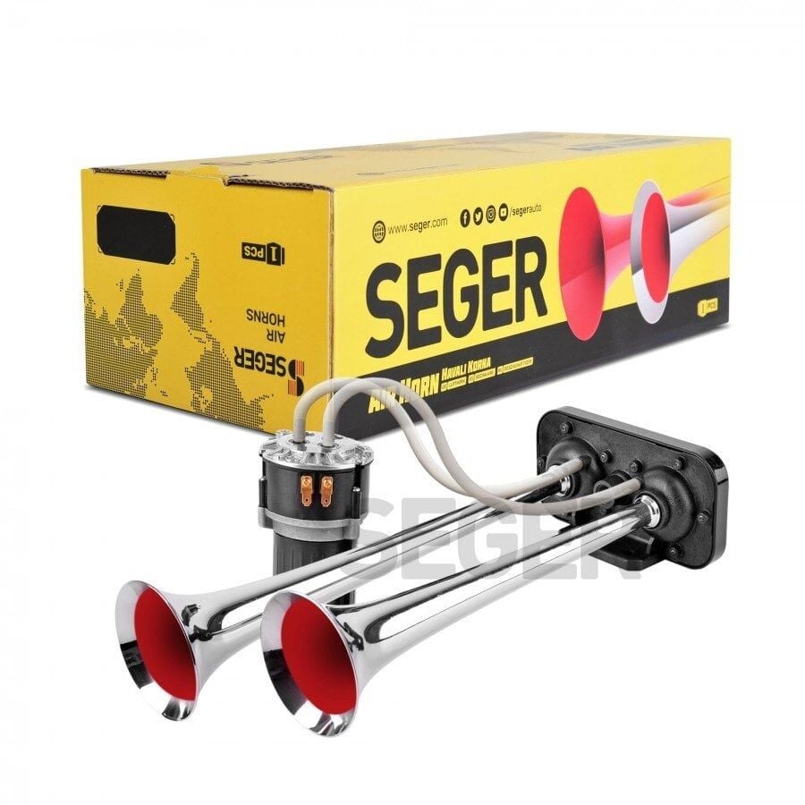 24V Kompresörlü Çift Krom Borulu Havalı Marine Tekne Korna Fala Fala SEGER 85KH24