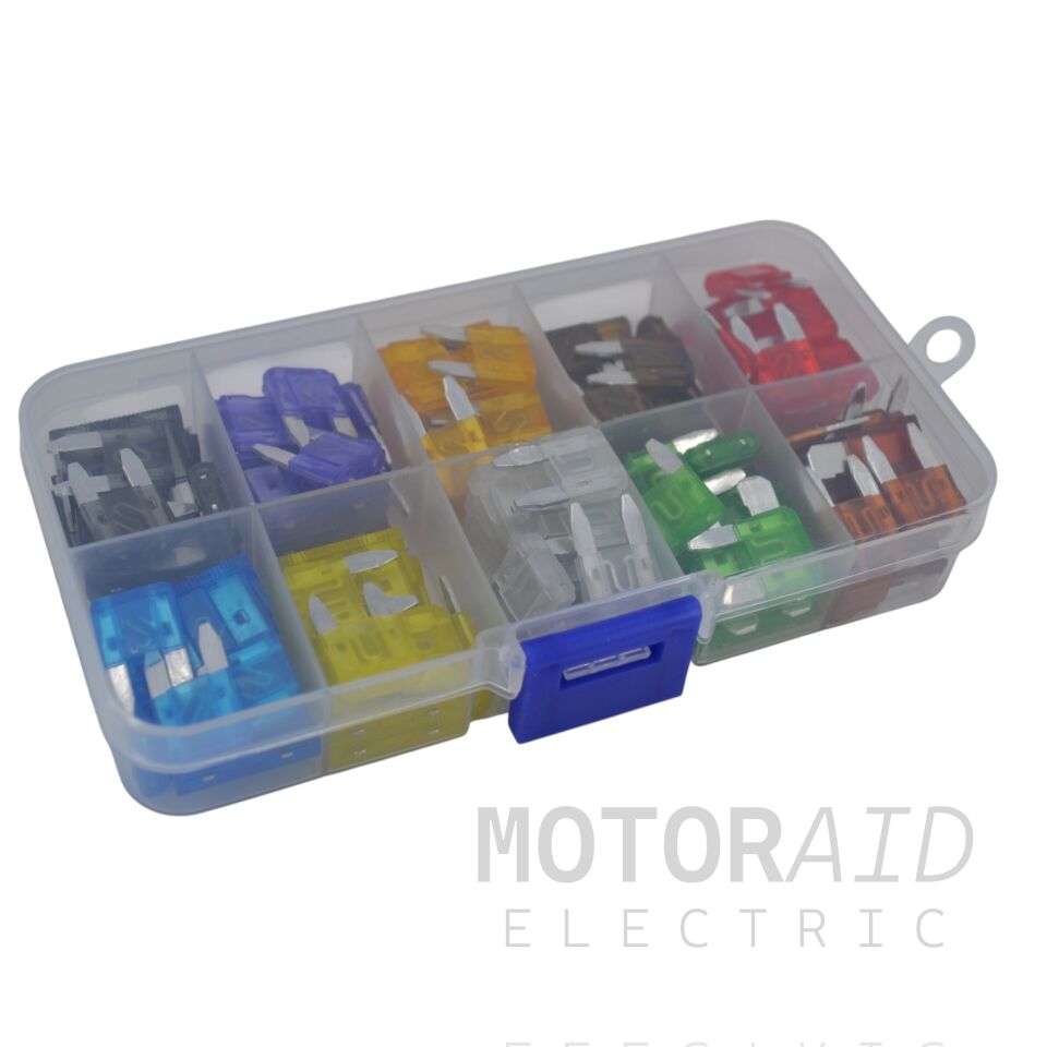 100 Adet Mini Ve Standart Süper Karışık Oto Bıçak Sigorta Seti 1A 3A 5A 7,5A 10A 15A 20A 25A 30A 40A