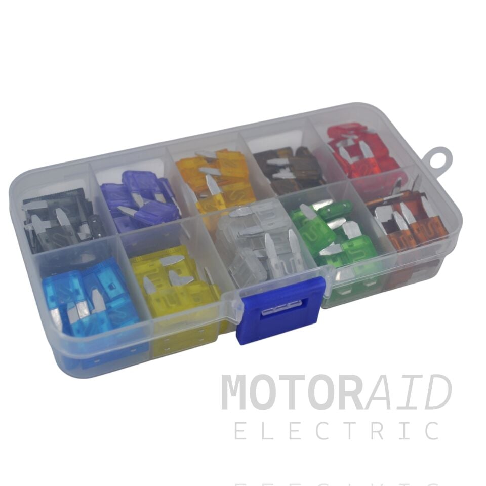 100 Adet Mini Ve Standart Süper Karışık Oto Bıçak Sigorta Seti 1A 3A 5A 7,5A 10A 15A 20A 25A 30A 40A