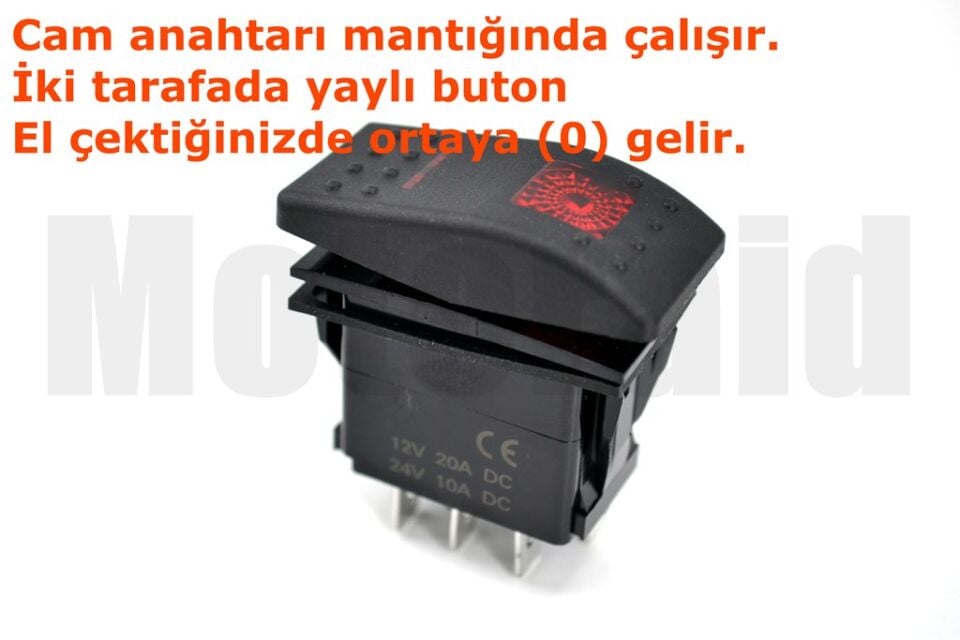 Marine Karavan Anahtar 12V 24V Kırmızı Işıklı Carling Tip Yaylı-0-Yaylı