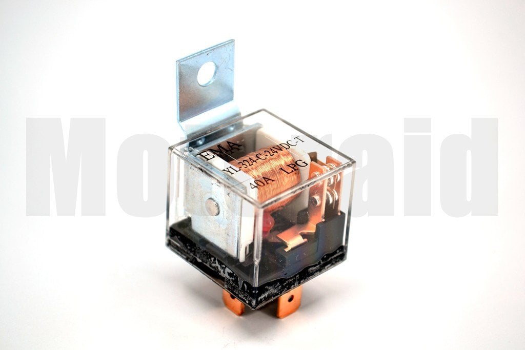 24V 40A Kırmızı Ledli Çift Platin Şeffaf Mini Röle 5 Fişli