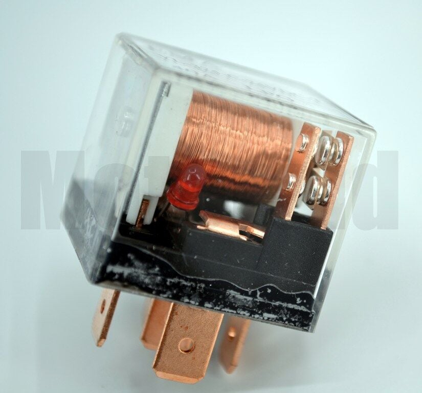 24V 40A Kırmızı Ledli Çift Platin Şeffaf Mini Röle 5 Fişli