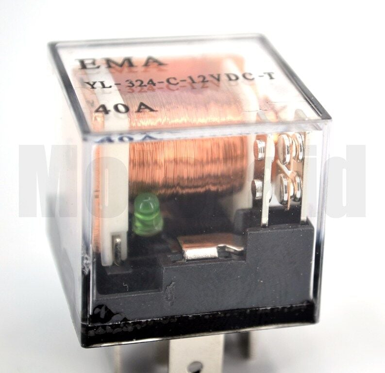 25 Adet 12V 40A Yeşil Ledli Çift Platin Şeffaf Mini Röle 5 Fişli