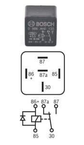 12V 30/20A Diyotlu Çift Platin Mini Röle 5 Fişli Bosch 0986AH0135