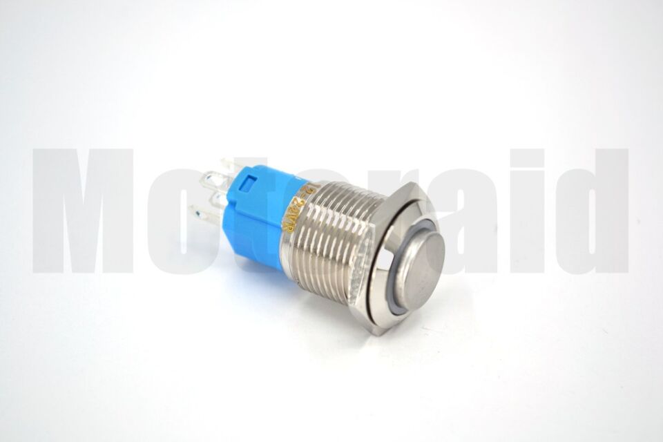 16mm Kalıcı Metal Anahtar Mavi Işıklı 1NO/1NC 12V 24V 1-0